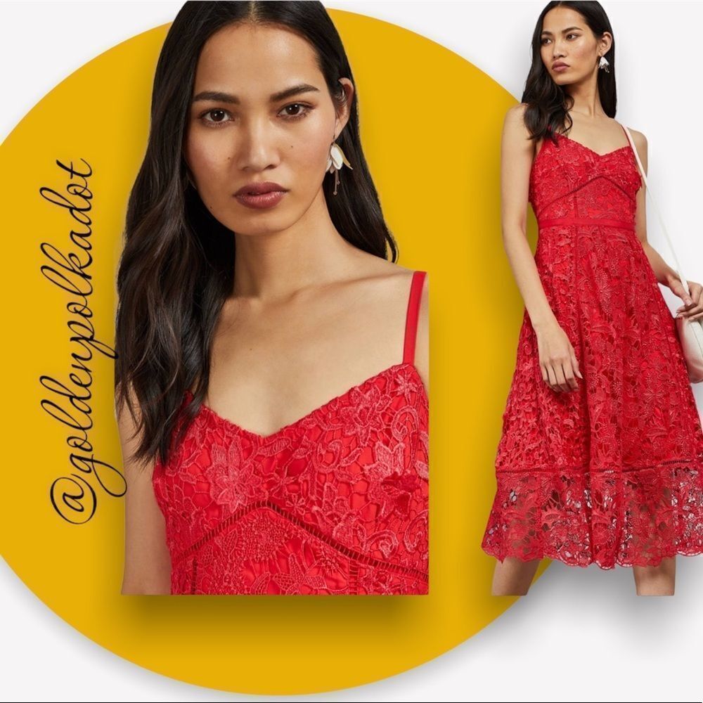 Ted Baker Red Lace Pocket Empire Waist valentines day dress US Size 2 NWT - Picture 4 of 17
